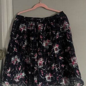 Halogen Elegant A-Line Skirt - Black and Pink Floral
